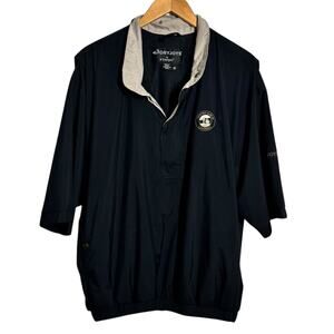FootJoy DryJoys Wateproof Pull Over Quarter Zip Jacket Men M Black Short Sleeve